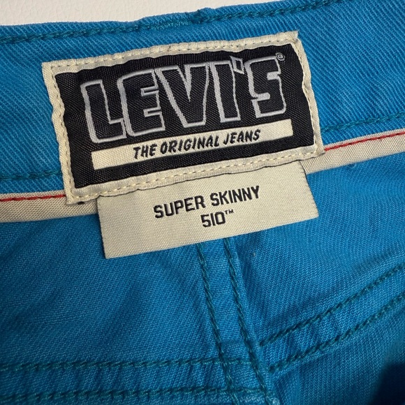 RARE Levi's 510 Super Skinny Vibrant Electric Blue Jeans - Picture 3 of 6